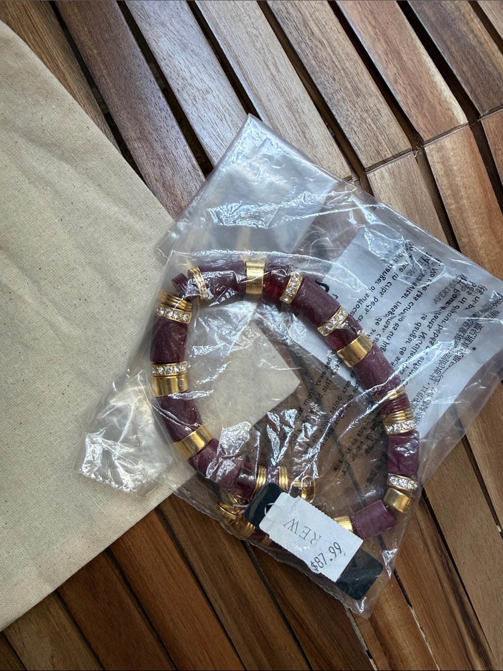 J. Crew Plum and Gold Beaded Stretch necklaces